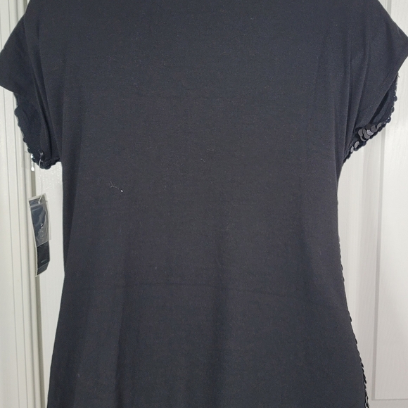 ALFANI Black Sequin Front Dress Jersey Back Stretch Petite Small - Picture 6 of 7